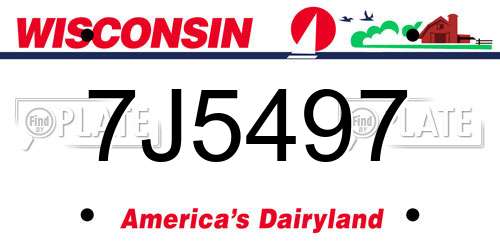 7J5497 Wisconsin License Plate