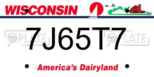 7J65T7 Wisconsin License Plate