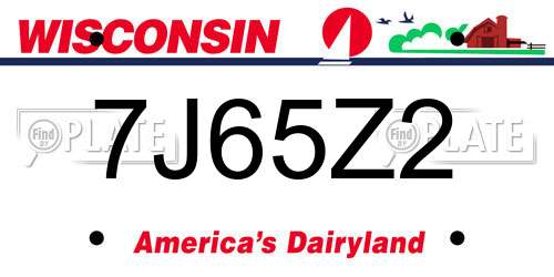 7J65Z2 Wisconsin License Plate