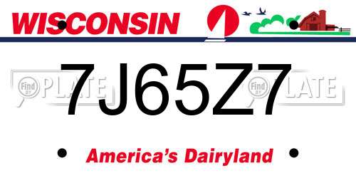 7J65Z7 Wisconsin License Plate