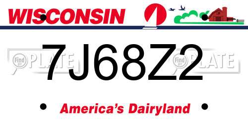 7J68Z2 Wisconsin License Plate