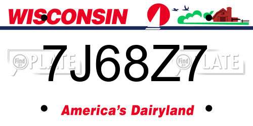 7J68Z7 Wisconsin License Plate