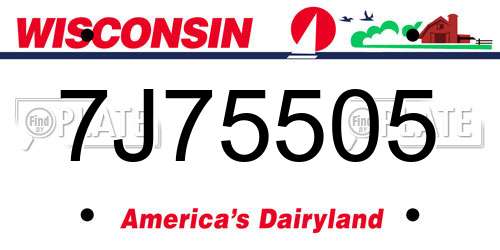 7J75505 Wisconsin License Plate