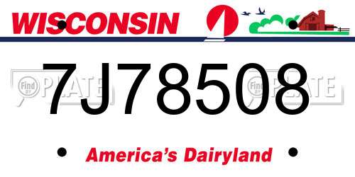 7J78508 Wisconsin License Plate