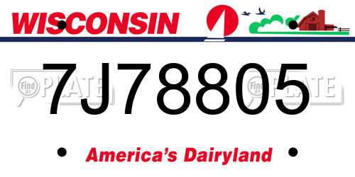 7J78805 Wisconsin License Plate