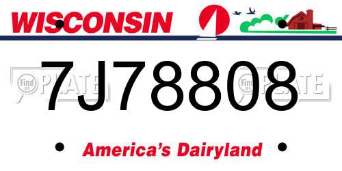 7J78808 Wisconsin License Plate