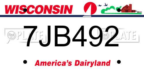 7JB492 Wisconsin License Plate