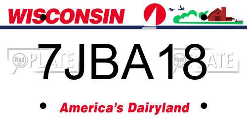 7JBA18 Wisconsin License Plate