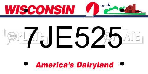 7JE525 Wisconsin License Plate