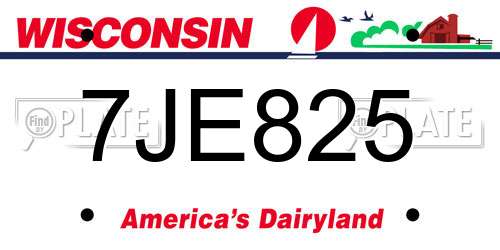 7JE825 Wisconsin License Plate