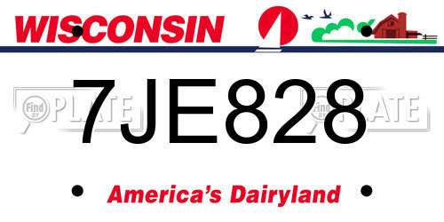7JE828 Wisconsin License Plate