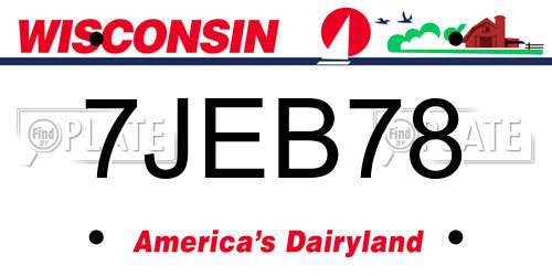 7JEB78 Wisconsin License Plate