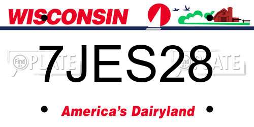 7JES28 Wisconsin License Plate