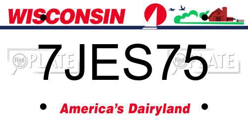 7JES75 Wisconsin License Plate