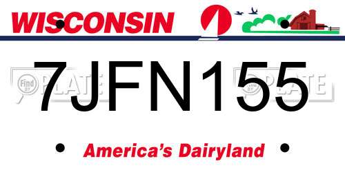 7JFN155 Wisconsin License Plate
