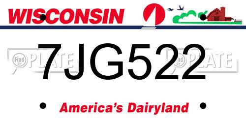 7JG522 Wisconsin License Plate