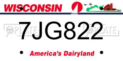 7JG822 Wisconsin License Plate
