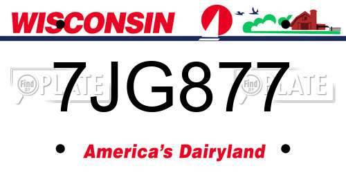 7JG877 Wisconsin License Plate