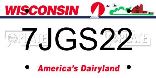 7JGS22 Wisconsin License Plate