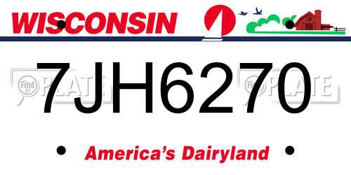 7JH6270 Wisconsin License Plate