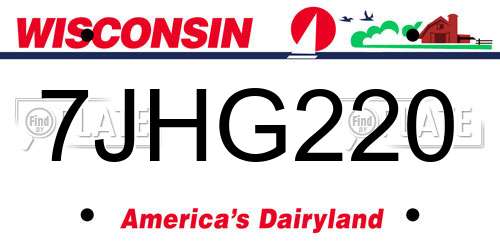 7JHG220 Wisconsin License Plate