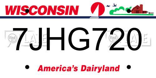 7JHG720 Wisconsin License Plate