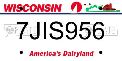 7JIS956 Wisconsin License Plate