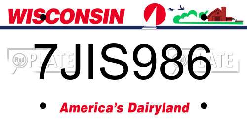 7JIS986 Wisconsin License Plate