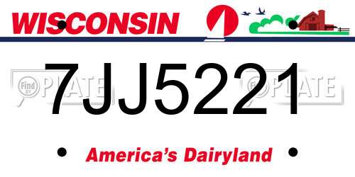7JJ5221 Wisconsin License Plate