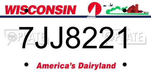 7JJ8221 Wisconsin License Plate