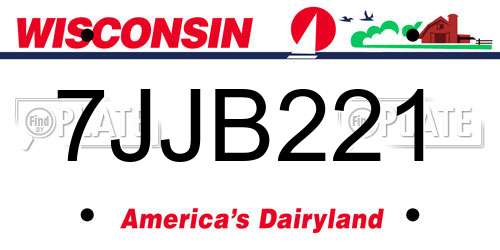 7JJB221 Wisconsin License Plate
