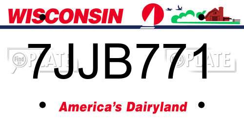 7JJB771 Wisconsin License Plate