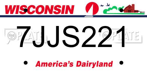 7JJS221 Wisconsin License Plate