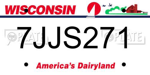 7JJS271 Wisconsin License Plate