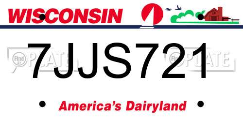 7JJS721 Wisconsin License Plate