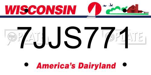 7JJS771 Wisconsin License Plate