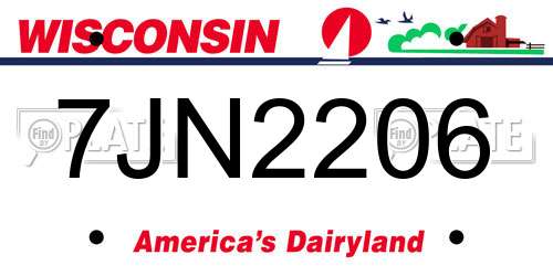 7JN2206 Wisconsin License Plate