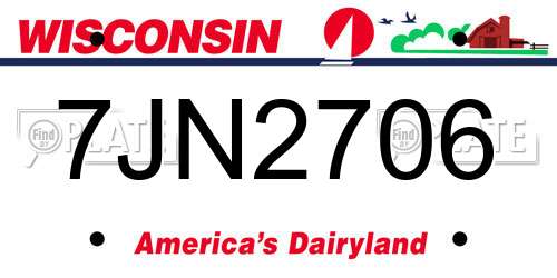 7JN2706 Wisconsin License Plate