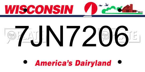 7JN7206 Wisconsin License Plate