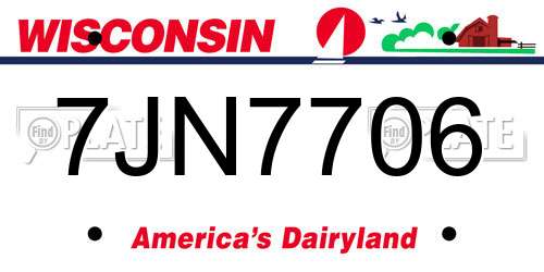 7JN7706 Wisconsin License Plate