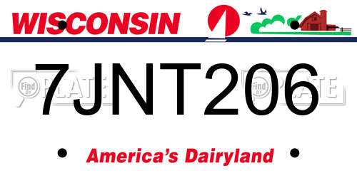 7JNT206 Wisconsin License Plate