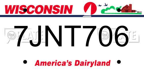 7JNT706 Wisconsin License Plate