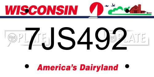 7JS492 Wisconsin License Plate