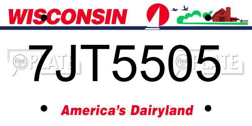 7JT5505 Wisconsin License Plate