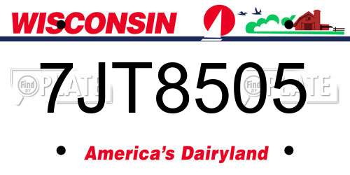 7JT8505 Wisconsin License Plate