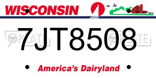 7JT8508 Wisconsin License Plate