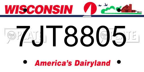 7JT8805 Wisconsin License Plate