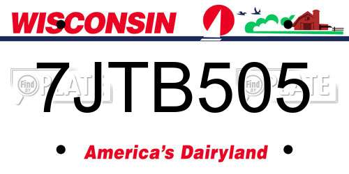 7JTB505 Wisconsin License Plate