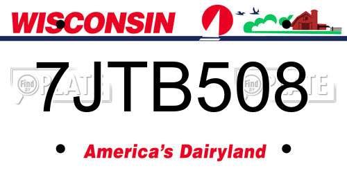 7JTB508 Wisconsin License Plate