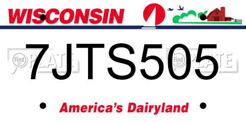 7JTS505 Wisconsin License Plate